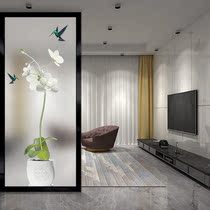 Home decoration art glass partition screen Living room folding screen bathroom Modern Jane European style entrance Frosted green plant butterfly