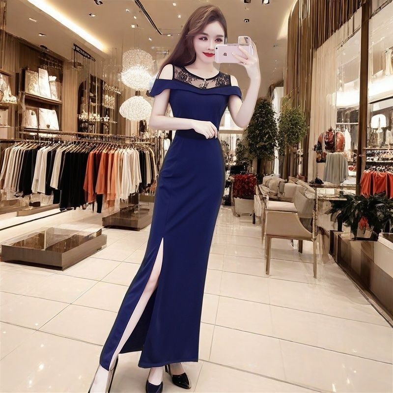 Elegant Evening Dress for Women 2026, Pleated, High-End, Elaborate, Banquet Host Evening Gown, Pleated, Niche, Mermaid Style