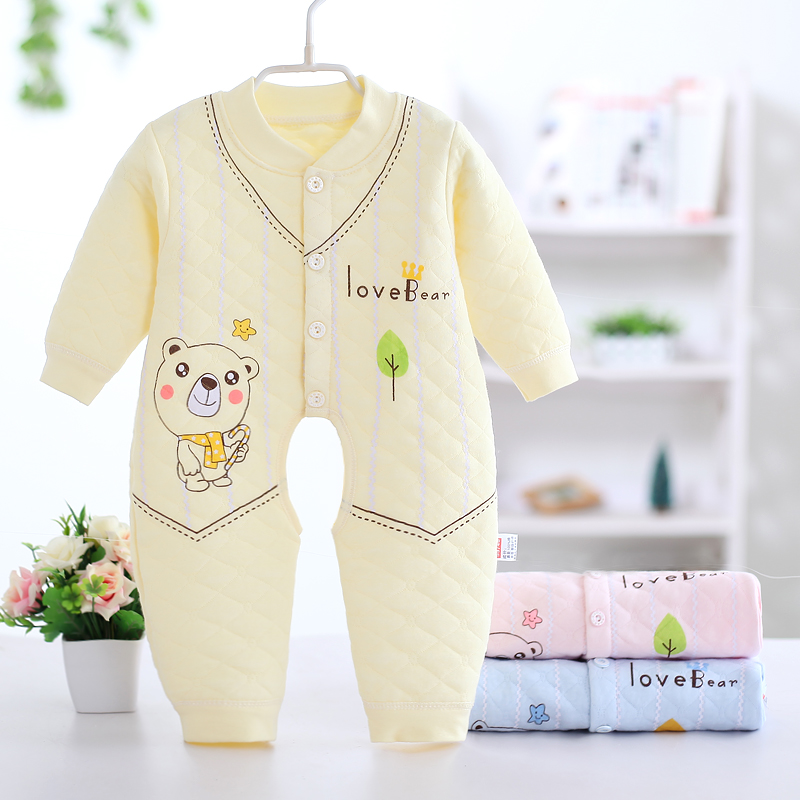 Quần áo trẻ em Xiêm sơ sinh romper mùa xuân và mùa thu cotton nhồi bông 0 quần áo trẻ em mùa thu và mùa đông 3 ấm 6 tháng 12 bộ body cho bé