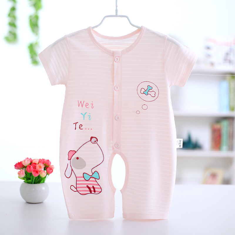 Bé onesies ngắn tay cotton nam giới và phụ nữ bé Xia Ha quần áo mỏng sơ sinh ngủ quần áo romper quần áo điều hòa không khí quần áo