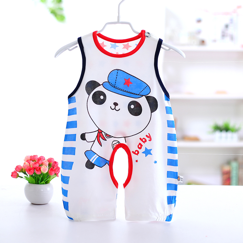 Bé Xiêm quần áo bé mùa hè cotton đơn lớp siêu mỏng Xiêm quần áo 3 tháng tay áo ngắn quần áo 6-12 tháng