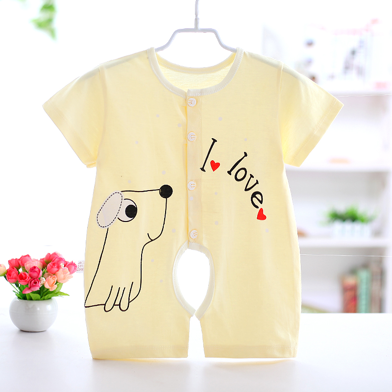Sơ sinh cotton mùa hè jumpsuit bé ngắn tay áo 9 áo romper 3 siêu mỏng nam giới và phụ nữ bé đồ ngủ 6 bodysuit chất nỉ bông hàn quốc