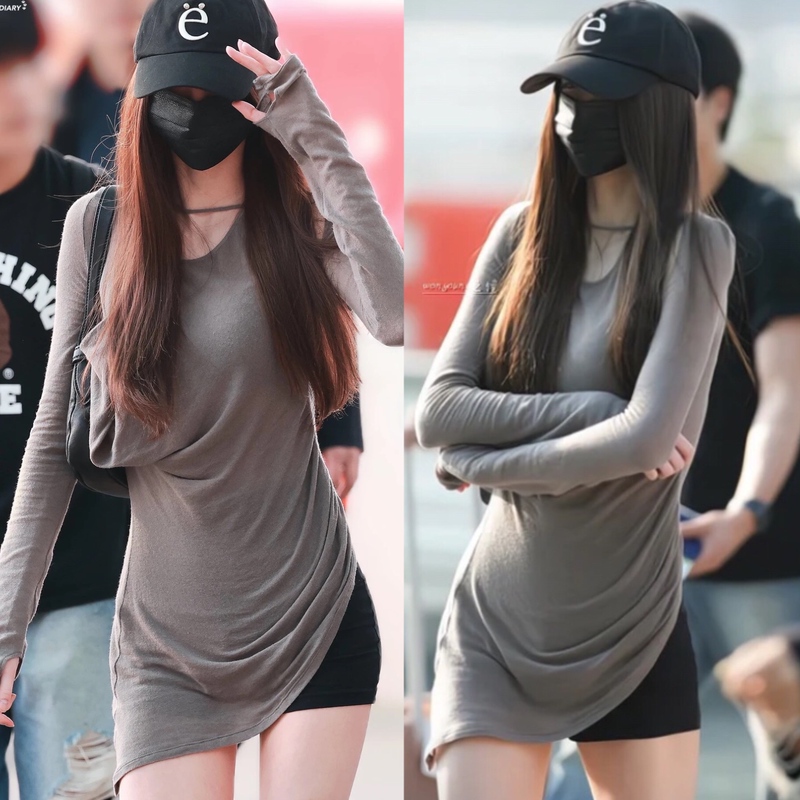 Zhang Yuanying's Same Style Korean Thin Semi-Transparent Irregular Base Shirt Top for Women, Slim Fit, Hip-Hugging, Ruched Long-Sleeve T-Shirt Zhang Yuanying's Same Style Korean Thin Semi-Transparent Irregular Base Shirt Top for Women, Slim Fit, Hip-Hugging, Ruched Long-Sleeve T-Shirt