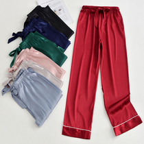 Sleepers pants thin spring and summer ice silk air conditioned pants satin noodles loose casual silk large-code home pants