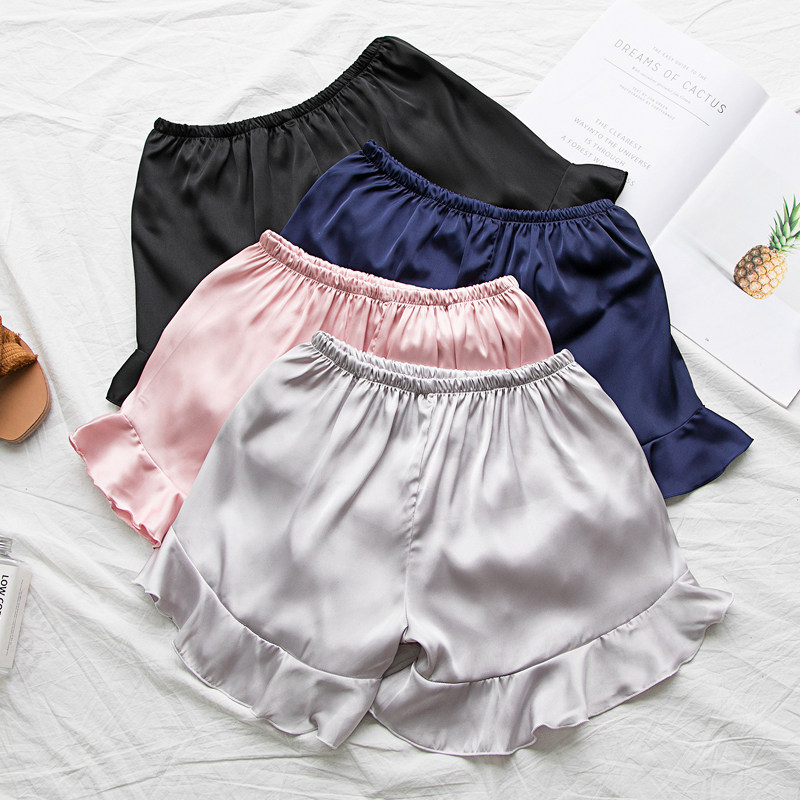 Pajama pants women's shorts summer silk home pants ice silk student pants large size loose thin home pants can be worn outside