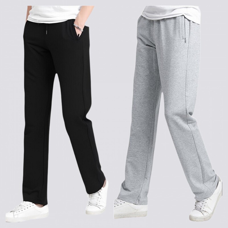 Men's Summer Thin Casual Pants Straight-Leg Sweatpants Spring and Autumn Pure Cotton Large Size Loose Running Long Pants