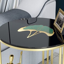 Round stained tempered glass wrought iron hotel room living room outdoor light luxury tea table with a few corners of black gold