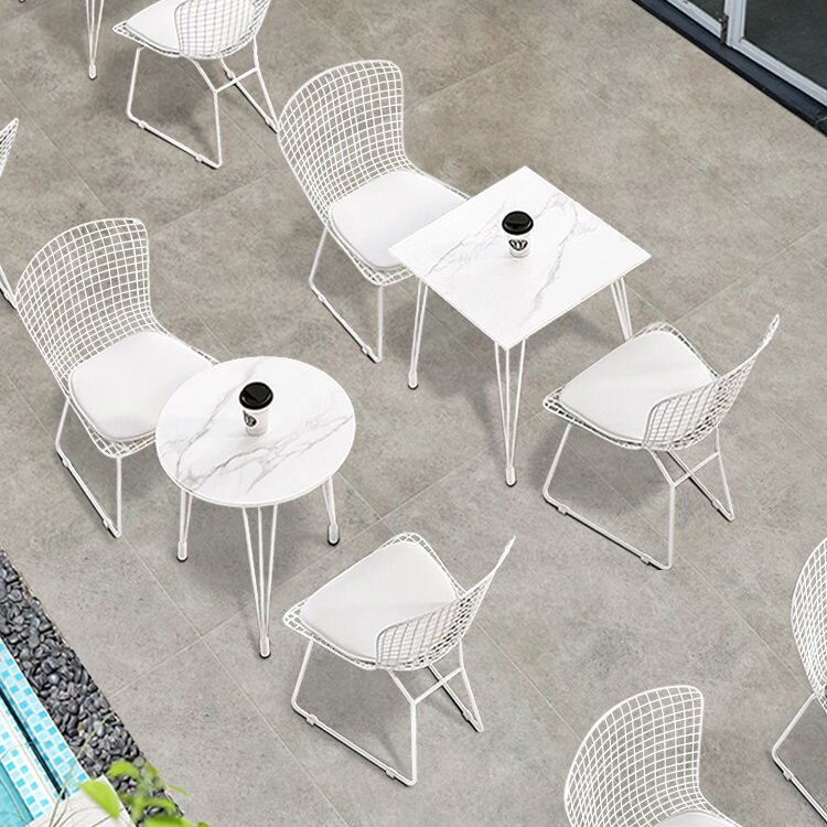 Outdoor Outdoor Commercial Coffee Dining Room Milk Tea Shop Iron Art Marble Rockboard Table And Chairs Table Dining Chair Casual Chair