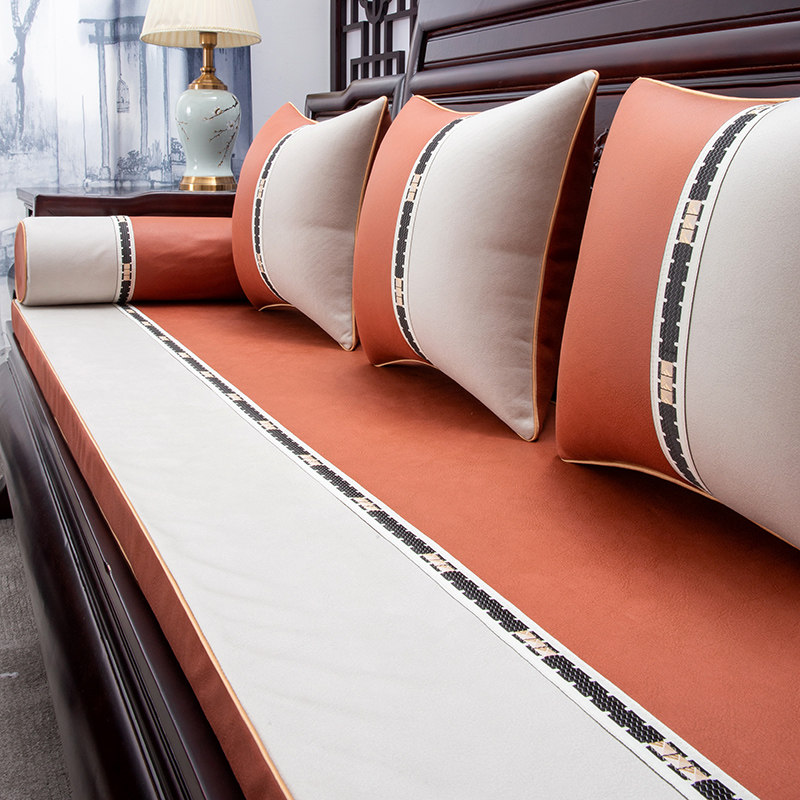 Tech Cloth Sofa Mat Red Wood Cushions Home Innate Solid Wood Cover Wood Chair Five Pieces Sponges New Chinese Thickened Custom