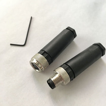 Aviation plug 4-core m8 male connector 3-core female pinhole screw crimping welding-free waterproof plug