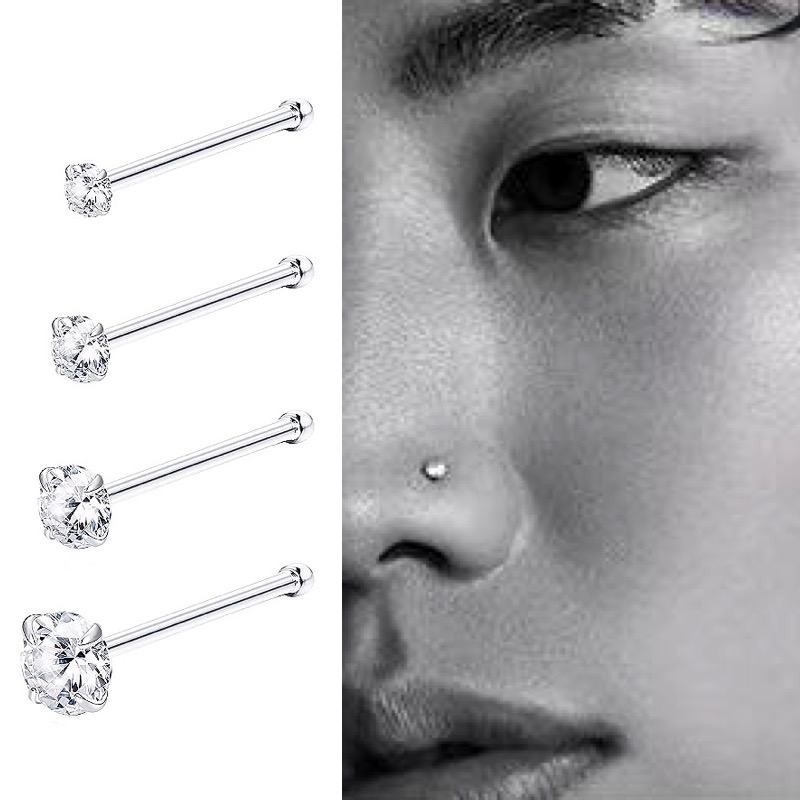 スーパーフラッシュ925スターリングシルバーAAAジルコンミニダイヤモンドノーズネイル女性ナイトクラブパーソナリティヨーロッパとアメリカのピアス多目的耳骨ネイル男性