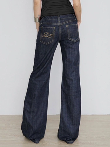 Rockmore [American Simple] антикварные буквы, вышитые в вышившие джинсы.