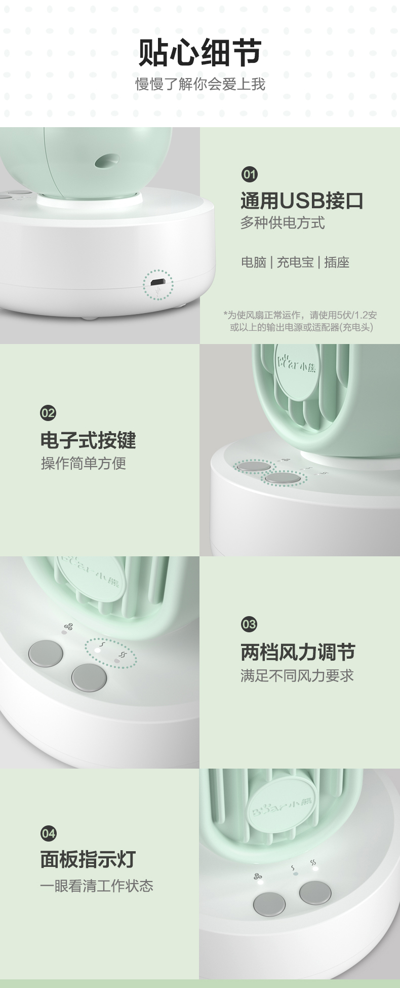 quạt treo tường 300 Gấu điện quạt nhà ký túc xá văn phòng bàn máy tính để bàn không lá quạt câm tiết kiệm năng lượng USB quạt nhỏ - Quạt điện quạt trần kdk