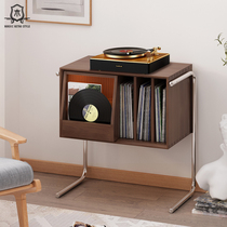 Solid wood suspended vinyl record cabinet with light retro vinyl record player rack record cabinet vinyl record storage rack