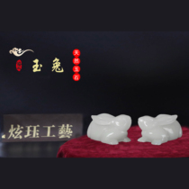 Natural Jade Rabbit twelve Zodiac feng shui ornaments porch living room decoration White Jade Rabbit housewarming gift