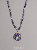 Loslie ｜ Deep Blue Star Empty Natural Goldstone Star Star Moon Titanium Steel Steel