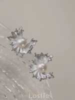Лосли ｜ под луной, Qingquan Natural Freshwater Pearl Arcs, буровые серебряные серьги с серебряными серебряными
