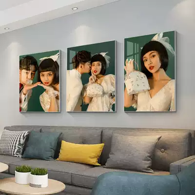 Photo frame Photo wall combination Hanging wall background wall Room decoration Living room decoration Creative personality ins wind triptych