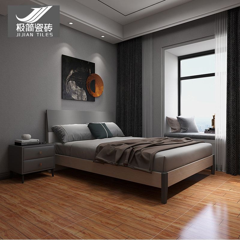 Imitation solid wood floor tiles 600x600 Living room Restaurant Bedroom Room Non-slip Wood Grain Floor Brick Modern Minima Tile-Taobao