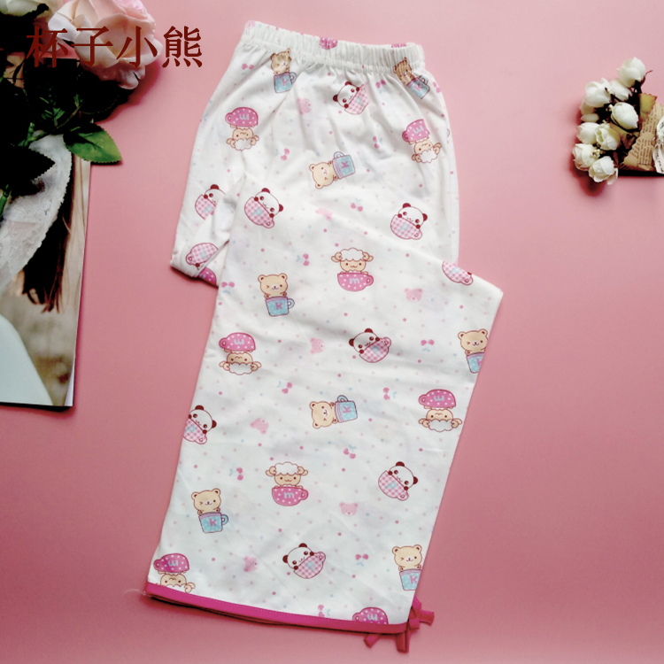 Mùa xuân và mùa hè phụ nữ bông pajama phần mỏng cắt quần dễ thương phim hoạt hình kích thước lớn lỏng thường tháng quần nhà quần