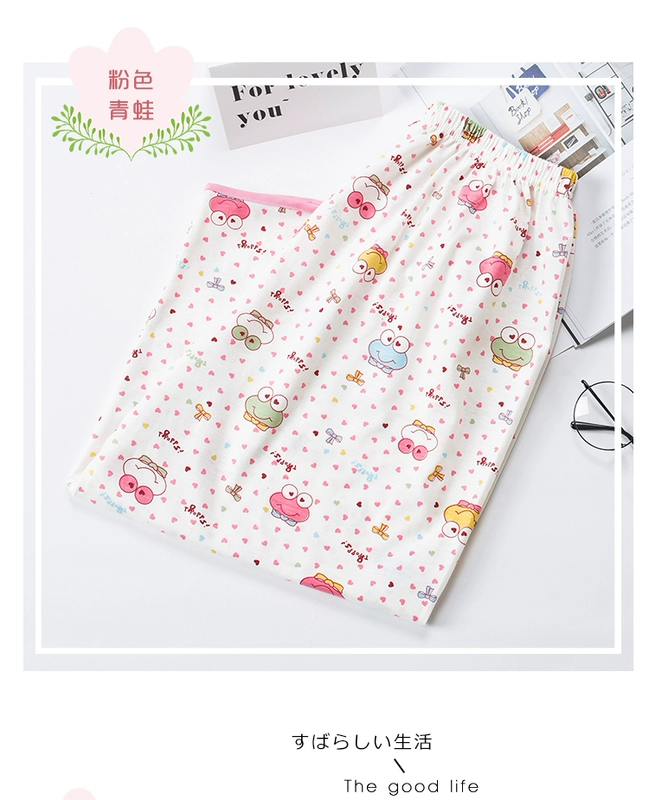 Mùa hè quần pyjama cotton của phụ nữ cắt quần hoạt hình dễ thương lỏng quần thoải mái nhà mỏng phần quần short cotton giản dị