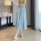 Тонкая шелковая джинсовая юбка, высокая талия, свободный крой, подходит для подростков, А-силуэт