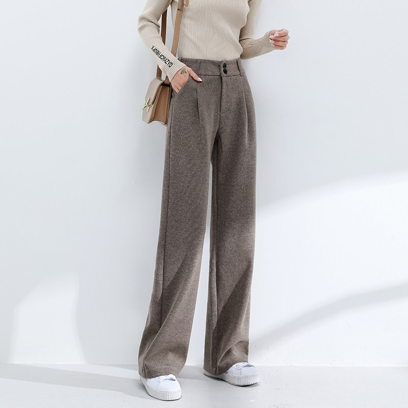 Wool wide leg pants women's autumn and winter 2021 new pants high waist hanging casual loose mopping straight trousers