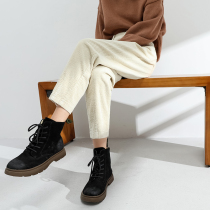 Beige corduroy pants children autumn and winter plus velvet loose slim workwear straight tube casual radish Harlan daddy pants