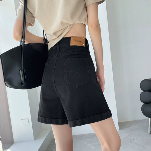 Черная джинсовая юбка, шорты, тонкие штаны, высокая талия, свободный прямой крой, подходит для подростков