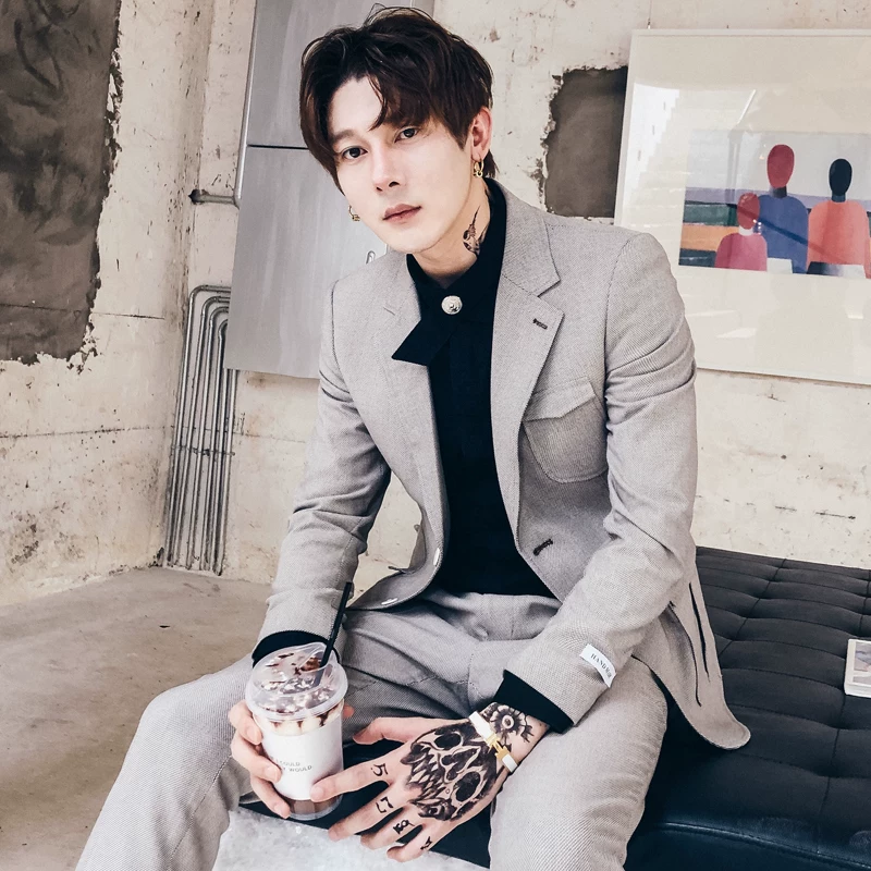 Демисезонный классический костюм пиджака в английском стиле, комплект, британский стиль, корейский стиль