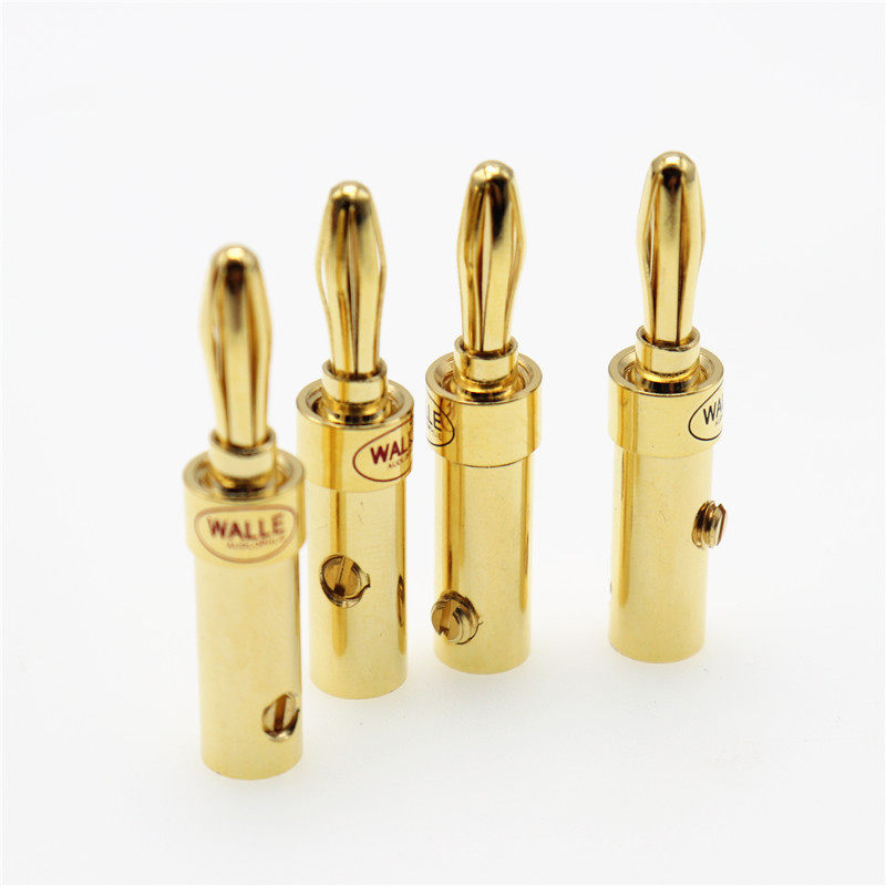 AUDIOWALLE SPEAKER PLUG PURE COPPER GILDED HORN PLUG BANANA HEAD SILVER PLATED GOLD PLATED SENDING HEAT SHRINK