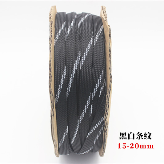 Three-wire encrypted shock-absorbing mesh sleeve nylon mesh wire sheath 16mm (can be used for 15-20mm) wire diameter black and white