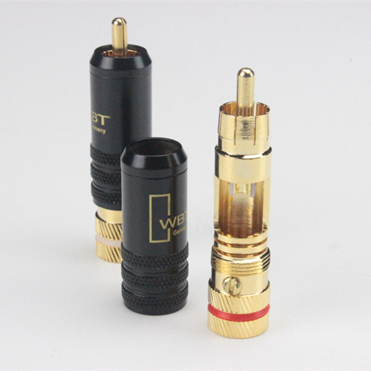 Pure copper gold-plated signal wire plug RCA lotus head can be used 8-8 5MM wire diameter