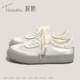 Tanzhu Original Autumn and Winter Super Comfortable and Stylish Women's Shoes New Soft Sole Versatile Women's White Sneakers with Fleece Lining
