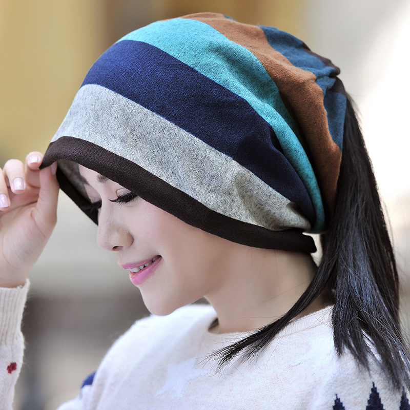 Hat Women's Autumn and Winter Baotou Hat Fashion Head Hats Korean version of Tide Head Towel Hat Multi-purpose Warm Nightcap Warm Moon Hat