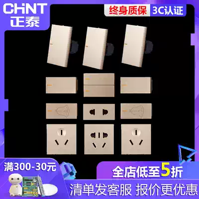 Chint Electric Electric 120 NEW9L Switch Socket Gold Household Safety Steel Frame Wall Switch Socket