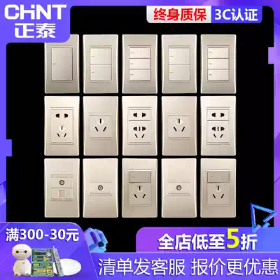 Chint Electric NEW9L Switch Socket Champagne Gold 120 Type 120*72 Household Power Switch Socket