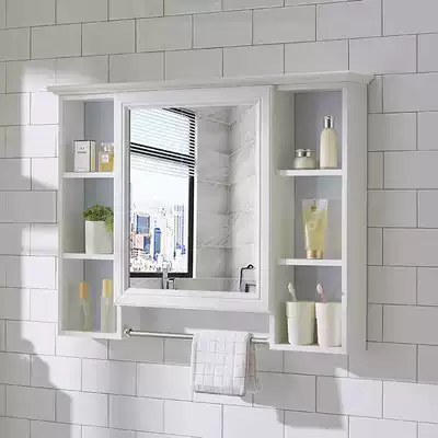 Bathroom mirror cabinet wall-mounted mirror box with rack toilet makeup mirror waterproof storage storage cabinet dressing room