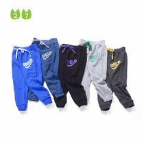 Spring and autumn Childrens clothing New products Boys mid-waist leather ribs Sports pants Children long pants Children pants Letters Printed Baby Pants