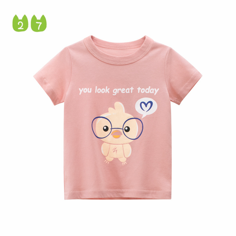 Korean version round neck children's clothing summer new cotton baby short-sleeved T-shirt cute half-sleeved girls' tops children's clothes