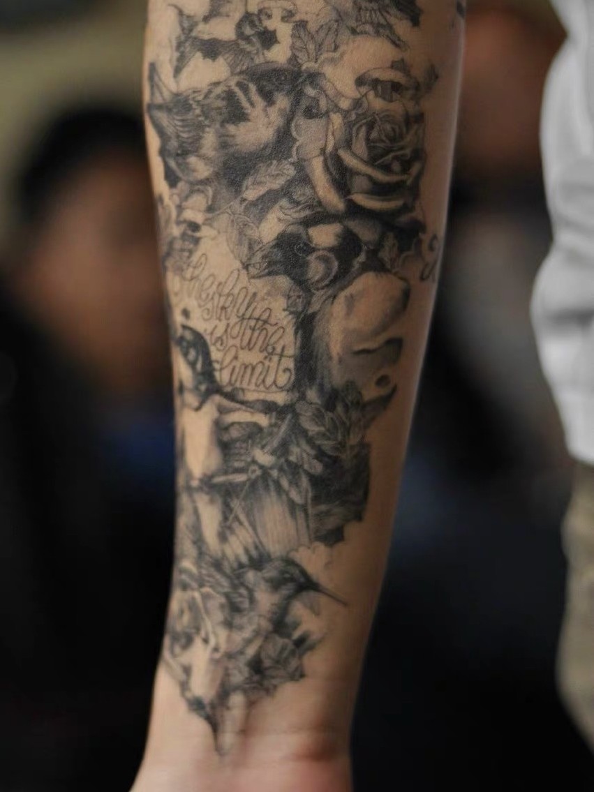 🔥破次元壁！蜂鸟花臂纹身贴真实到被追着问：你是不是去纹了身？_身体彩妆_淘宝美妆网, image size:851x1135