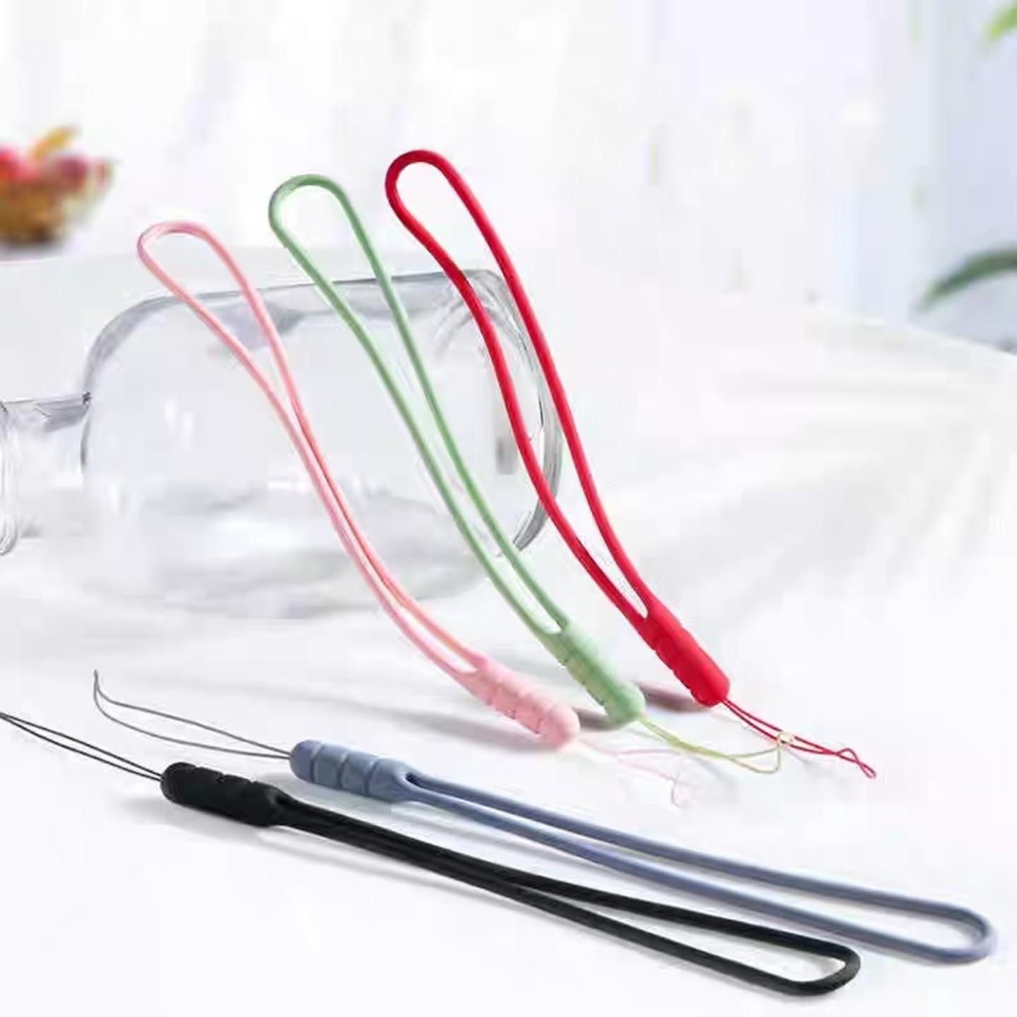 Mobile Phone Lanyard, Phone Case, Electronic Key, Silicone Short Style, Suitable for Huawei and Apple Phones, Anti-Drop, USB Flash Drive, Power Bank