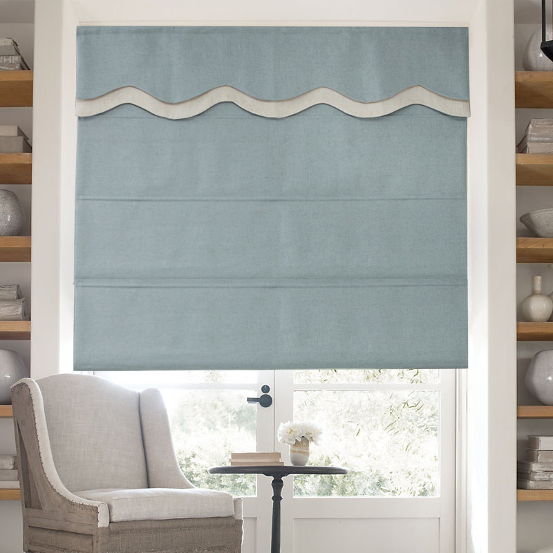 Mingrun plain cotton linen louver Roman curtain lifting roll-up curtain Small window bay window short curtain customization