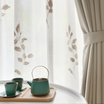 American country cotton and hemp window screen Elegant leaf flower screen Living room screen curtain Bedroom study Bay window window screen customization