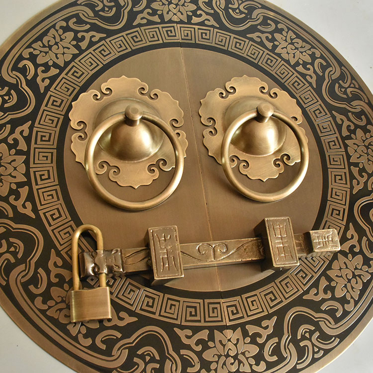 Antique door handle hand type pure copper door ring handle Vintage round pull loop Vintage door bolt lock latch latch accessories