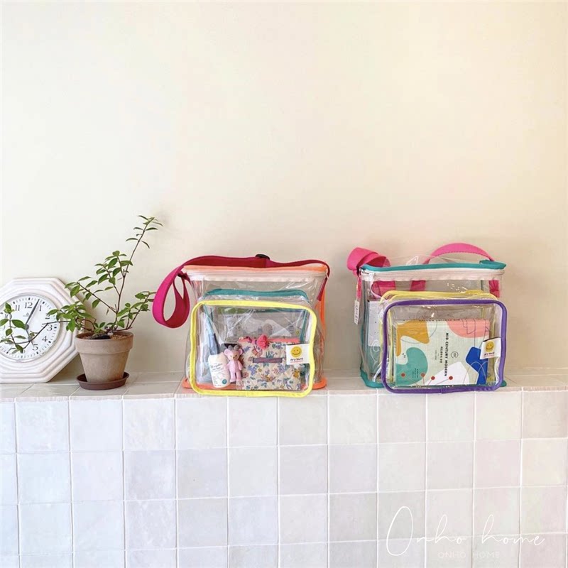 Korea ins transparent shoulder anti-frozen bag portable travel beach bag large-capacity portable swimming bag