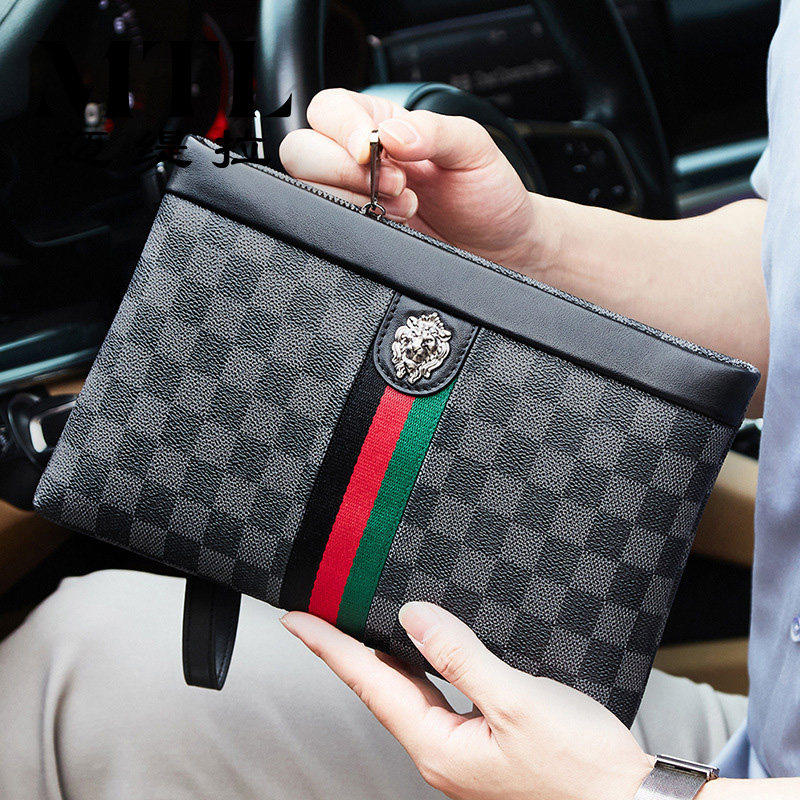 Men's Handbags Genuine Leather Large Capacity Hand Grip Bag Business Casual Envelope Clips of Tide Luxury Brands Handbags