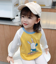 Korean childrens clothing long sleeve T-shirt cotton children spring and autumn coat female children Foreign style 1-6 years old base shirt autumn