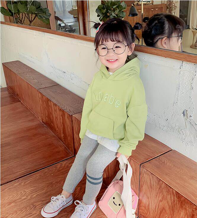 Korean children's clothing girls thick T-shirt spring hooded baby long-sleeved top pullover children's Korean version of the Western style children