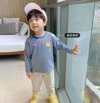 Korean childrens clothing boys T-shirt autumn striped shirt Korean childrens autumn 3-year-old baby spring and autumn clothes tide